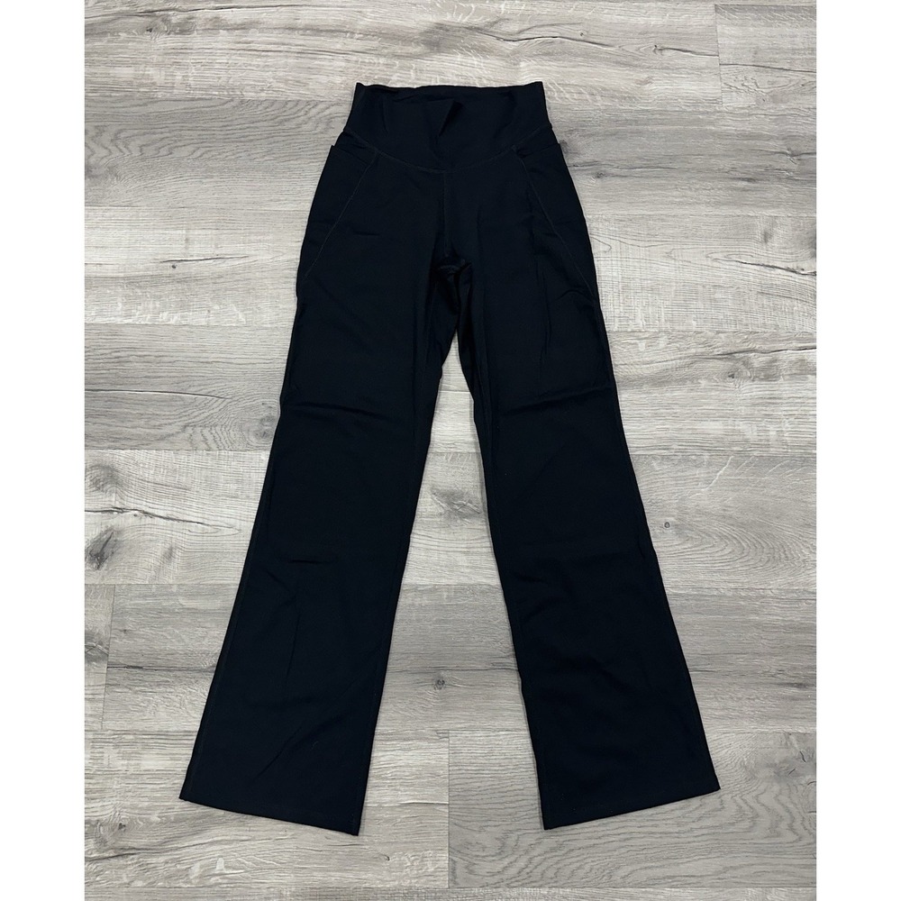 Jockey Women's Black Track Yoga Pants Size Medium Flared Pockets Pull On NWOT